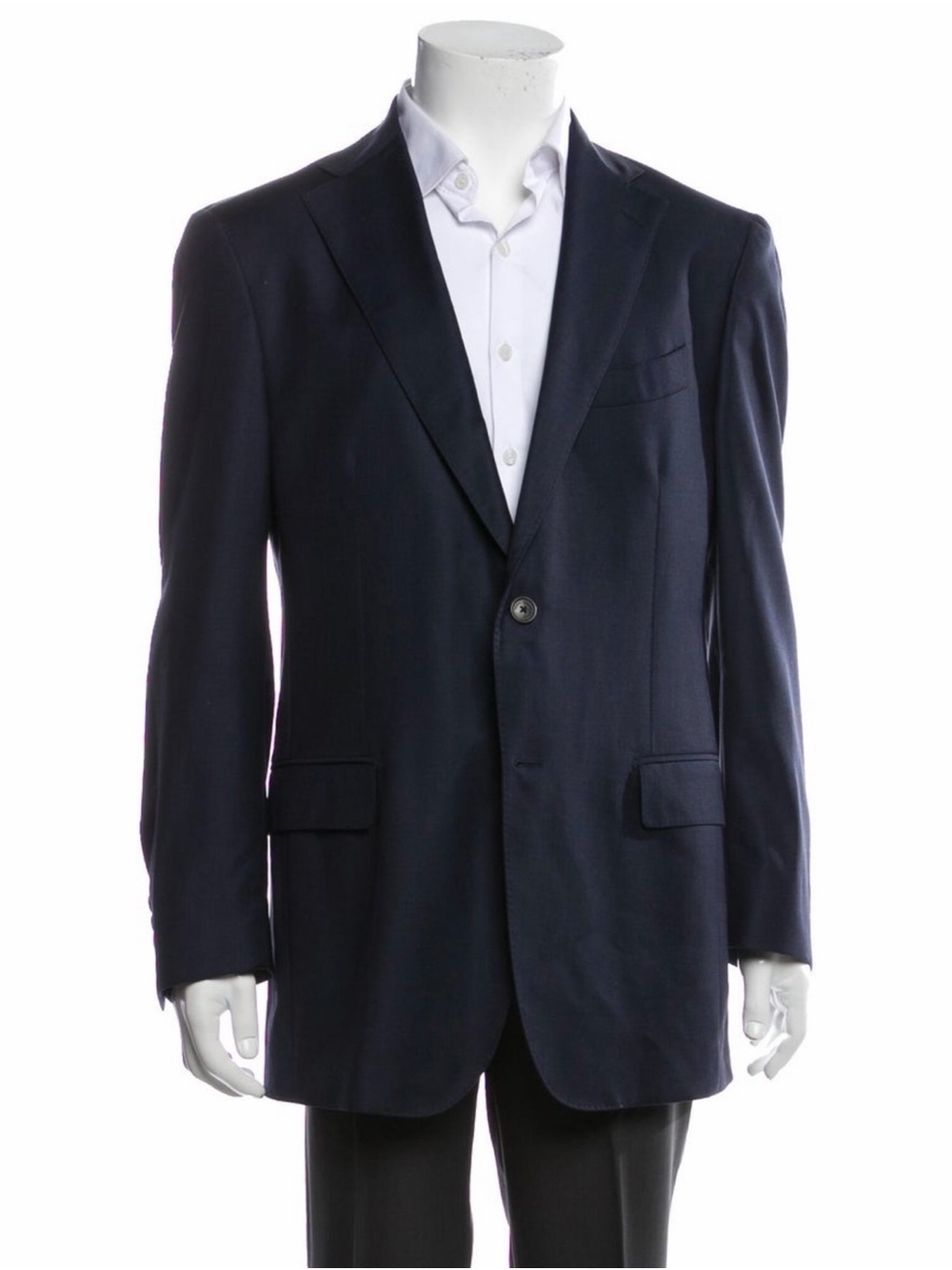 Salvatore Ferragamo Navy Single-Breasted Wool Blazer